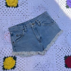 Laced Wrangler jean shorts